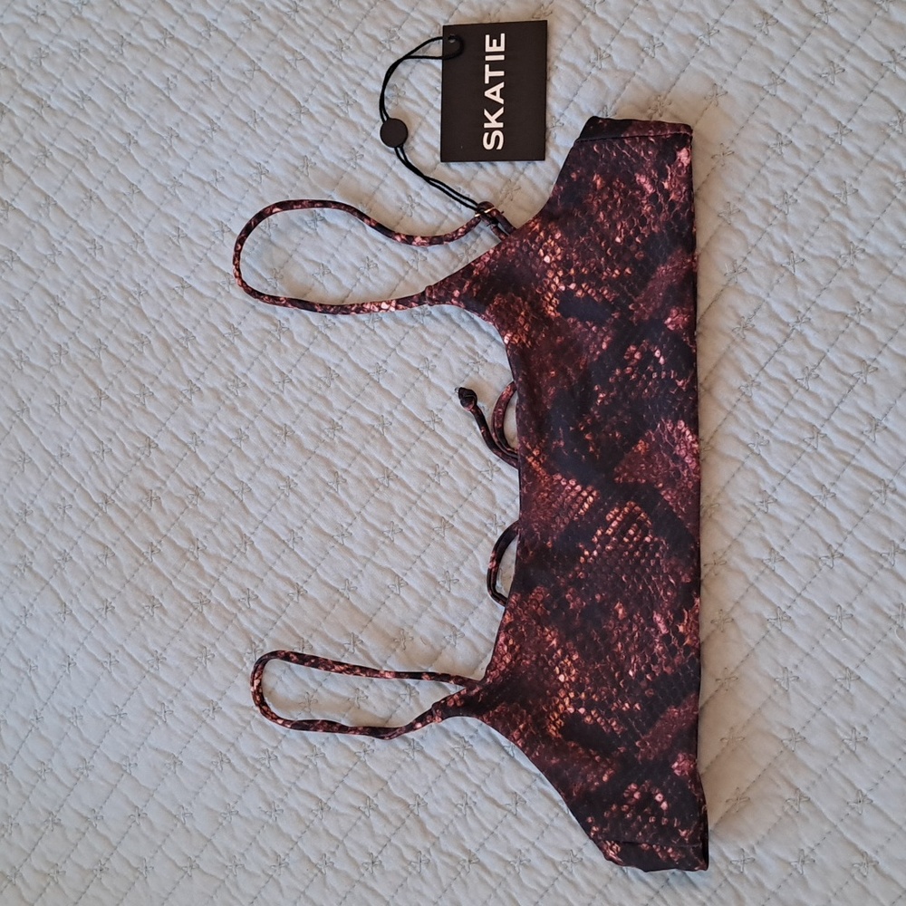 Skatie Snake Print Bikini Top - Pink and Black